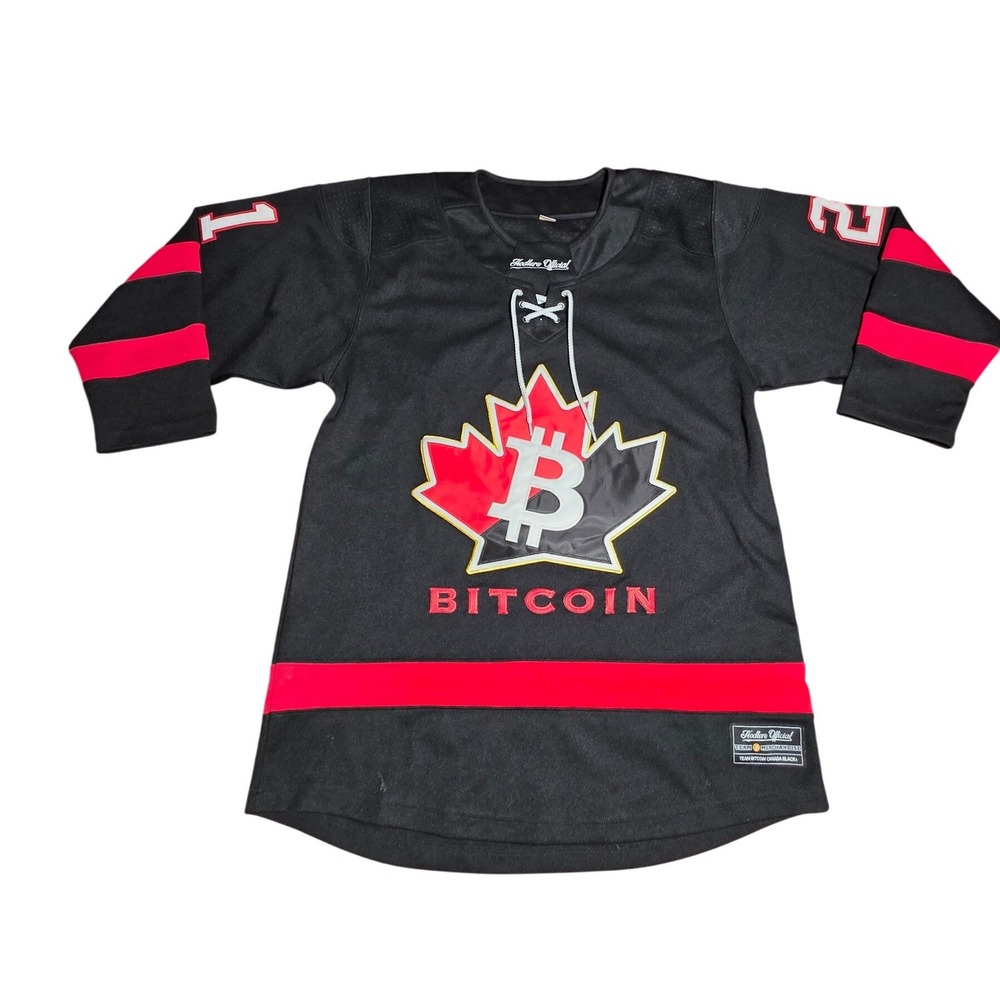 Hockey Jersey Satoshi 21‎ Canada Black Red Crypto Small